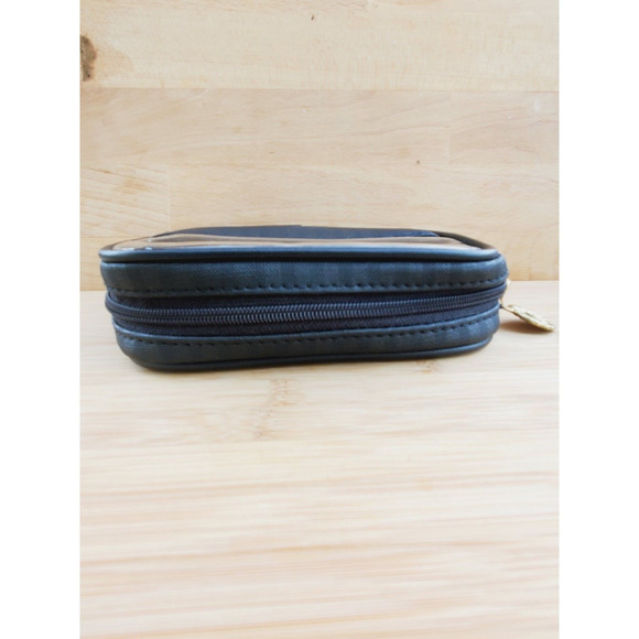 Oscar De La Renta Makeup Bag Black Striped Clear Front Zipper Travel Case - Picture 7 of 9